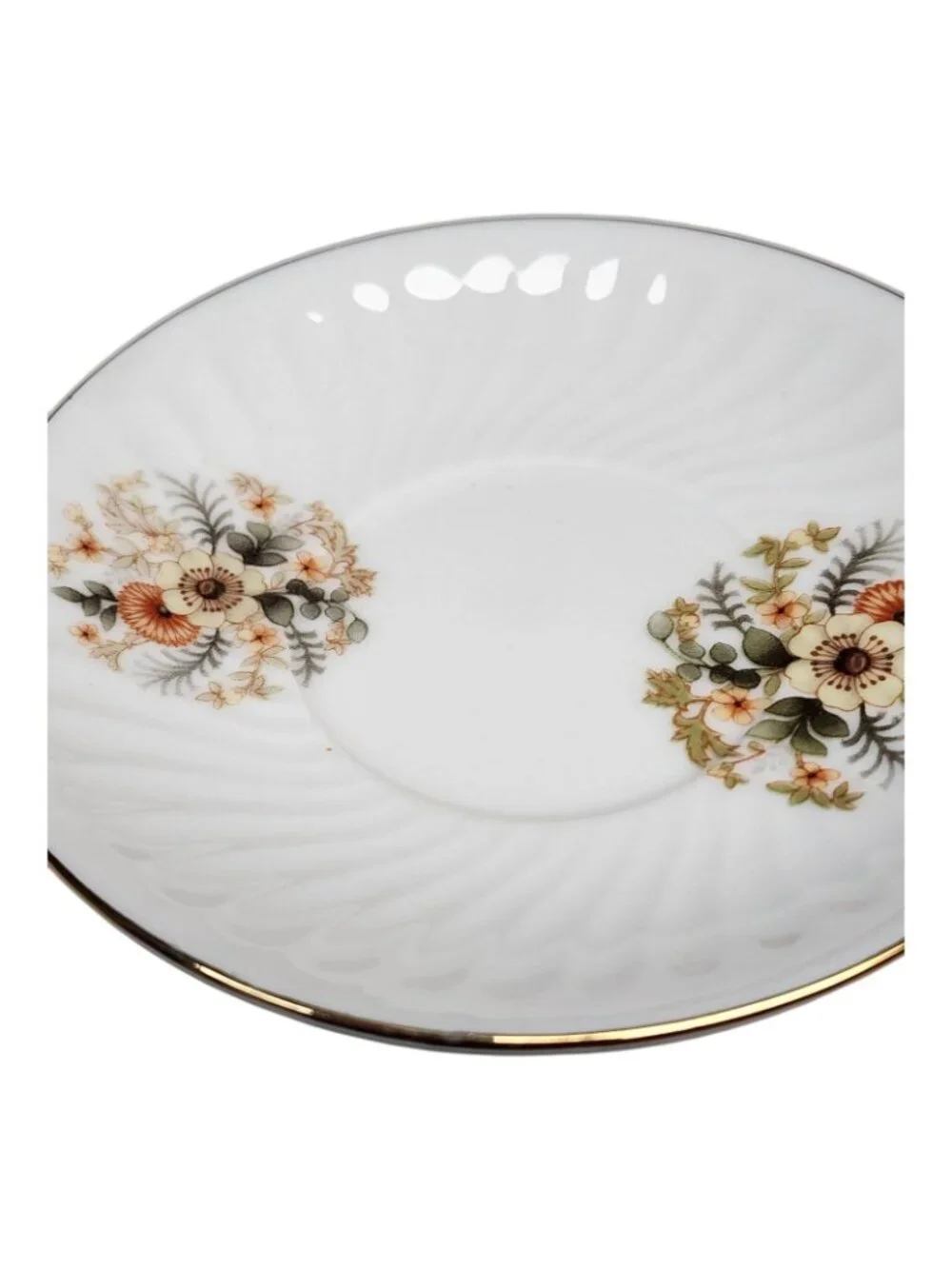 Vintage Demitasse Saucer ONLY featuring Wild Flowers Made In china White Orange